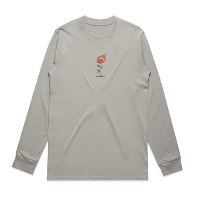LIGHT GREY ROSE LONG SLEEVE TEE