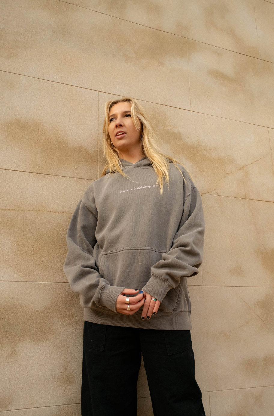 GREY CURSIVE HOODIE