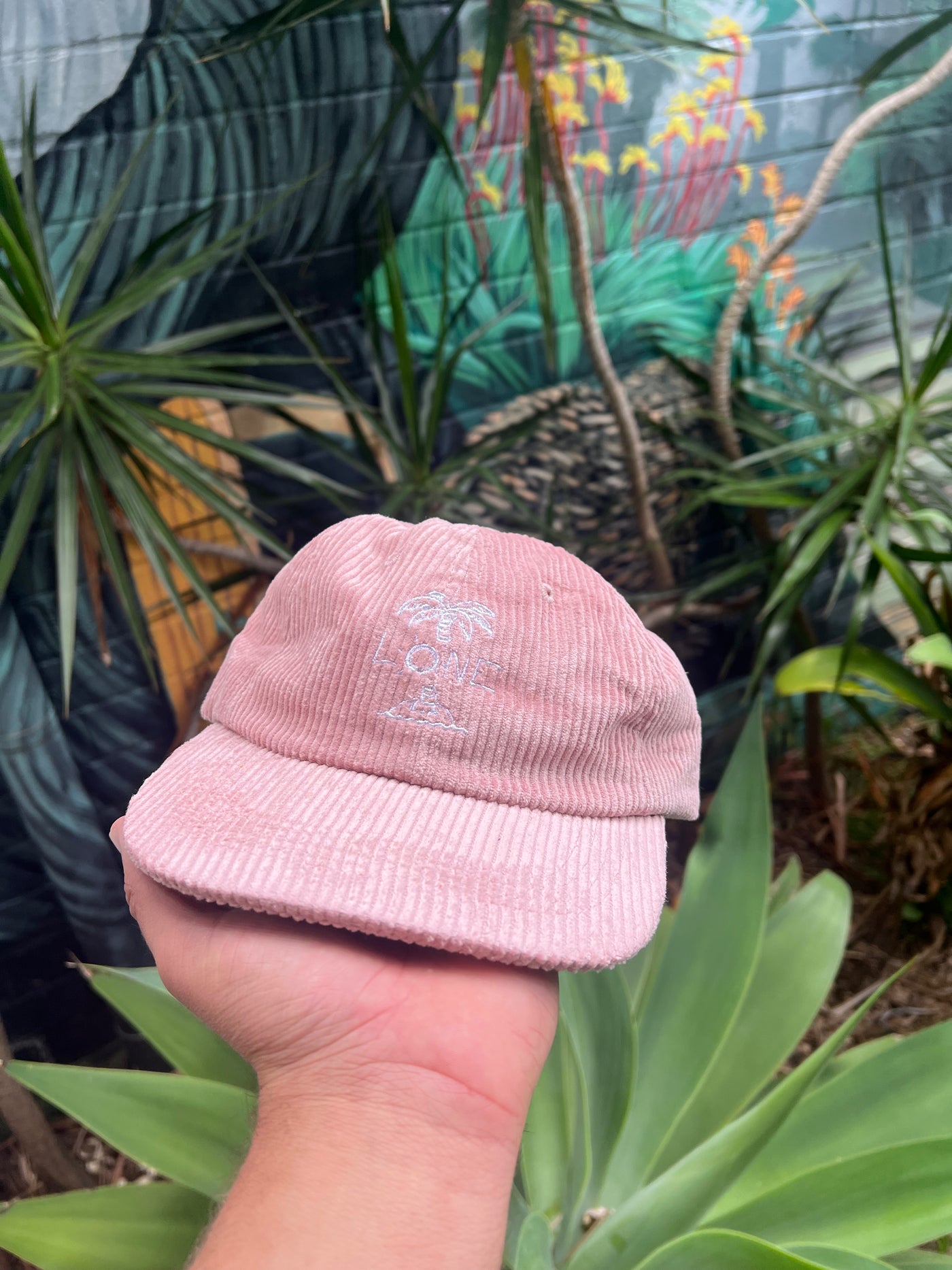 PINK PALM TREE CORDUROY CAP