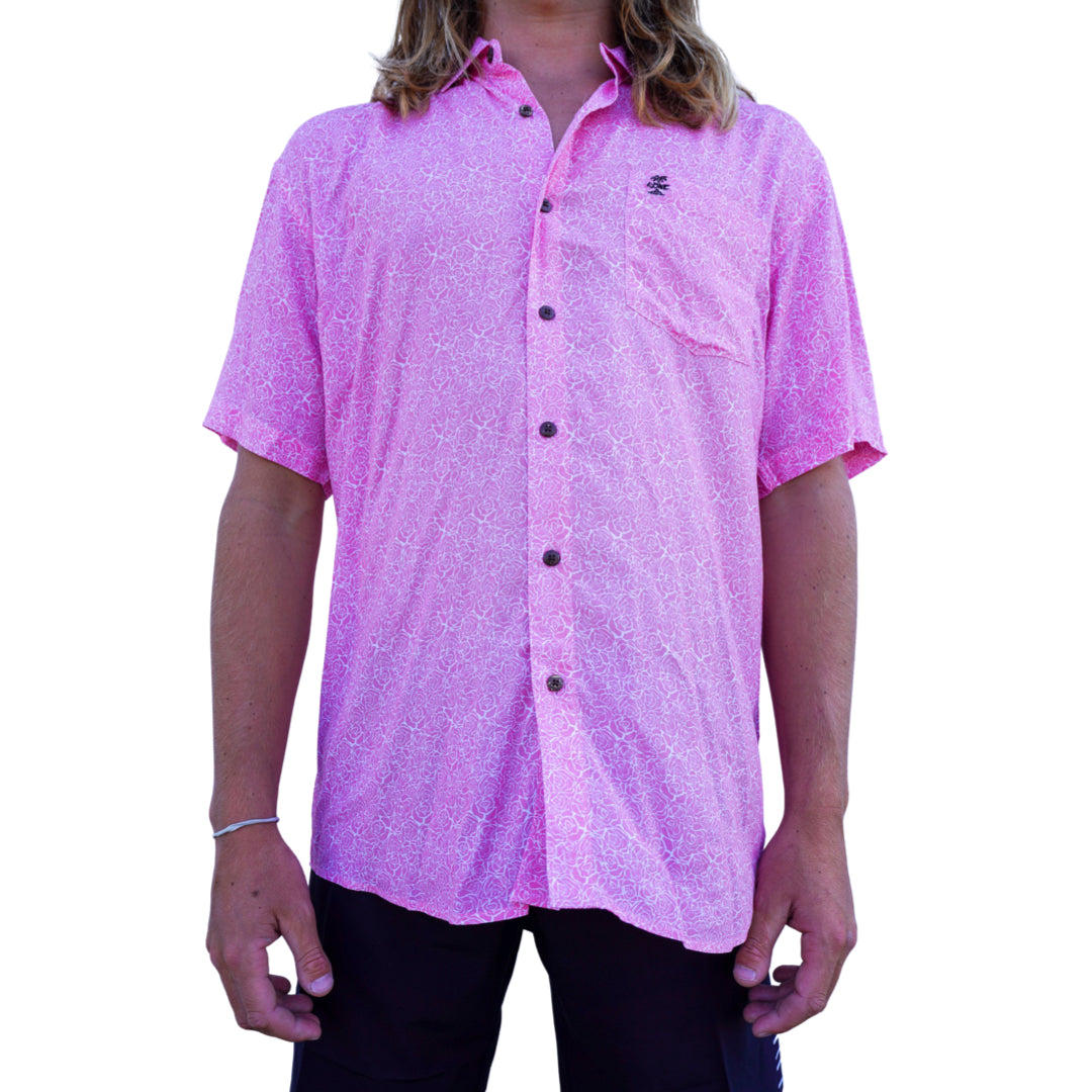 PINK FLORAL BUTTON UP SHIRT